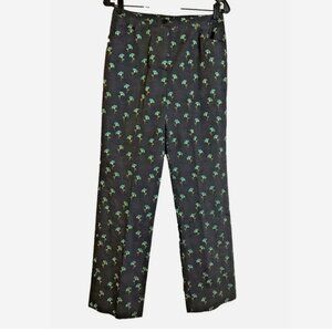BERNARD ZINS Blue Embroidered Floral Eyelet Pants Size 8 29x31